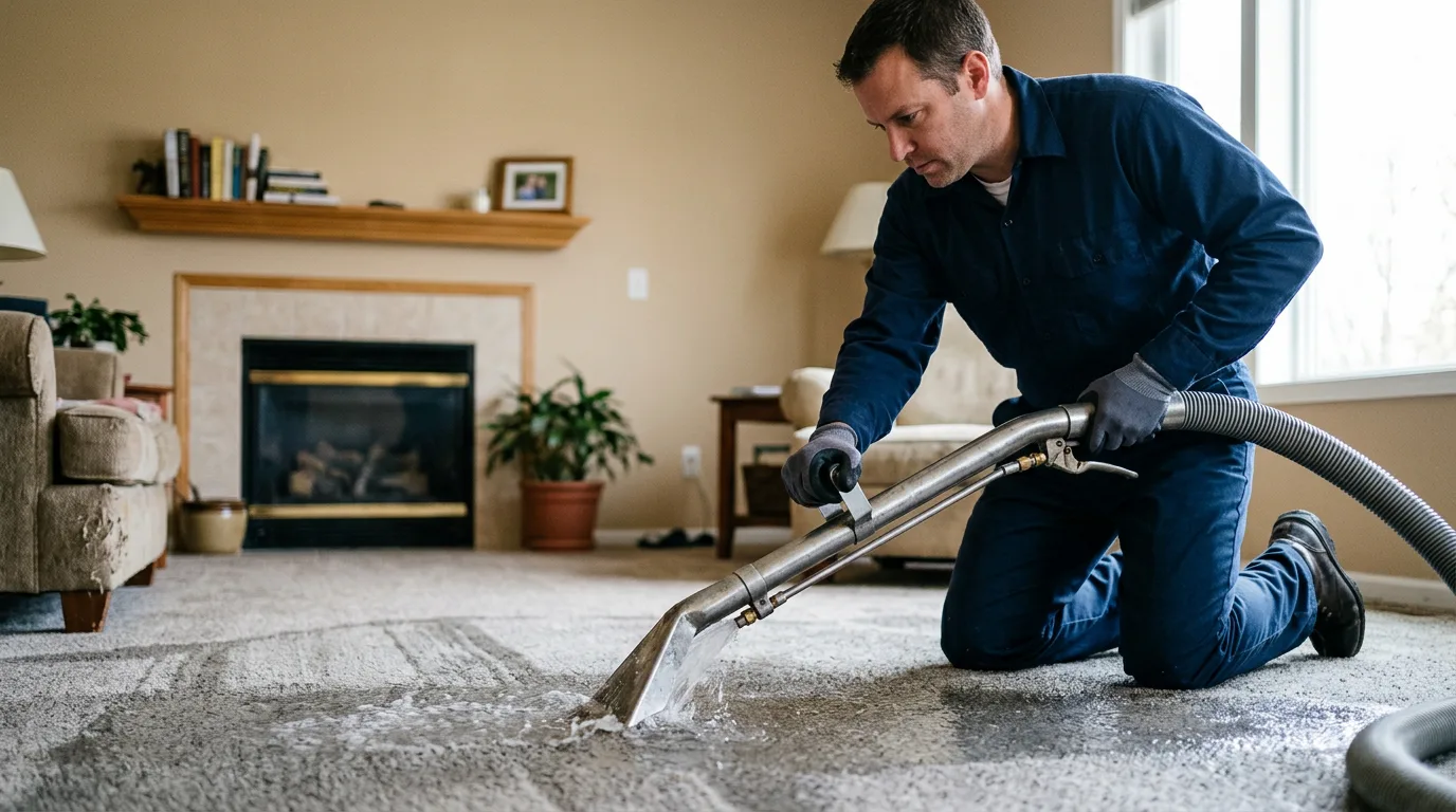 Water damage restoration technician working near Rockbridge, IL